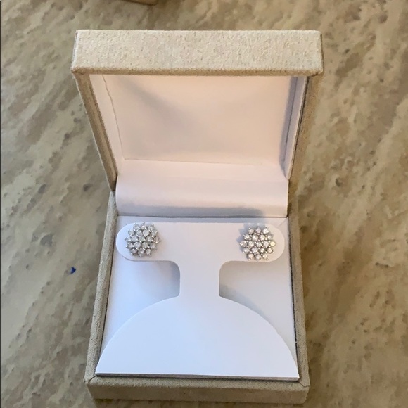 1.25 White Diamond 10k White Gold Earrings - Picture 3 of 10